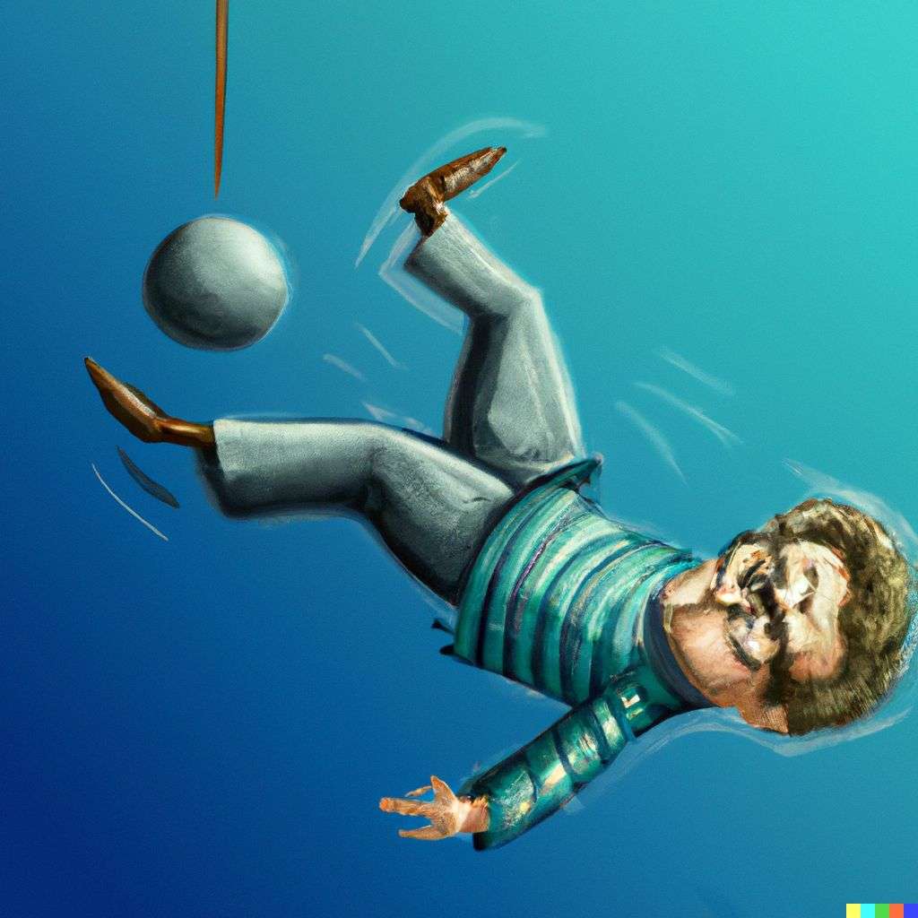 the discovery of gravity, digital art, caricature
